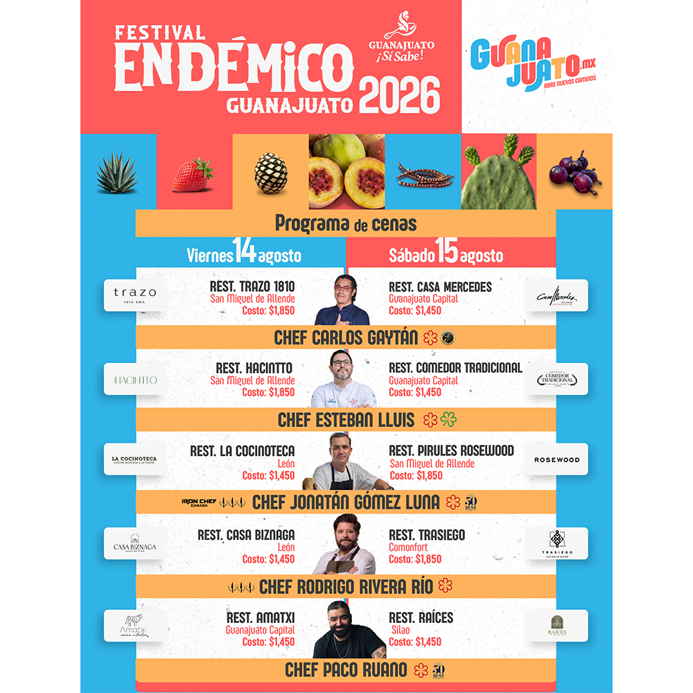 Festival Endemico Guanajuato 2026 Programa Cenas 2 dias PRENSA copia